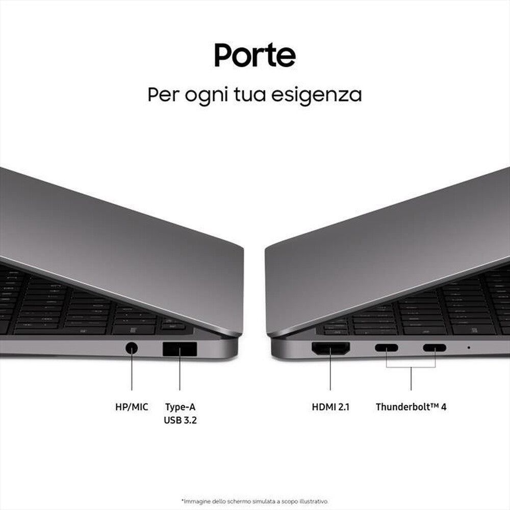 SAMSUNG GALAXY BOOK6 PRO Copilot+ PC 14" WQXGA+ AMOLED TOUCH SCREEN INTEL CORE ULTRA 7 356H RAM 32GB-SSD 1TB NVMe-INTEL GRAPHICS-WI-FI 7-WIN 11 PROF GRIGIO