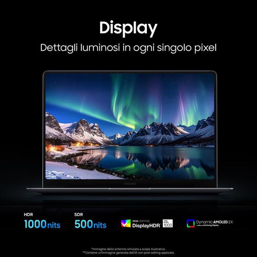 SAMSUNG GALAXY BOOK6 PRO Copilot+ PC 14" WQXGA+ AMOLED TOUCH SCREEN INTEL CORE ULTRA 7 356H RAM 32GB-SSD 1TB NVMe-INTEL GRAPHICS-WI-FI 7-WIN 11 PROF GRIGIO