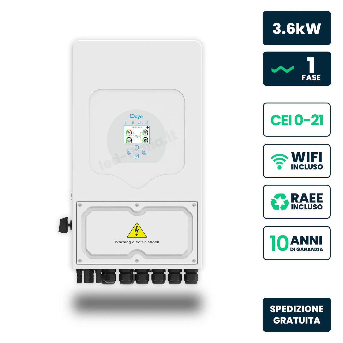 Kit Fotovoltaico Monofase Deye 3kW senza Accumulo con 9 Pannelli 440W (3.87kW) e Quadro AC/DC