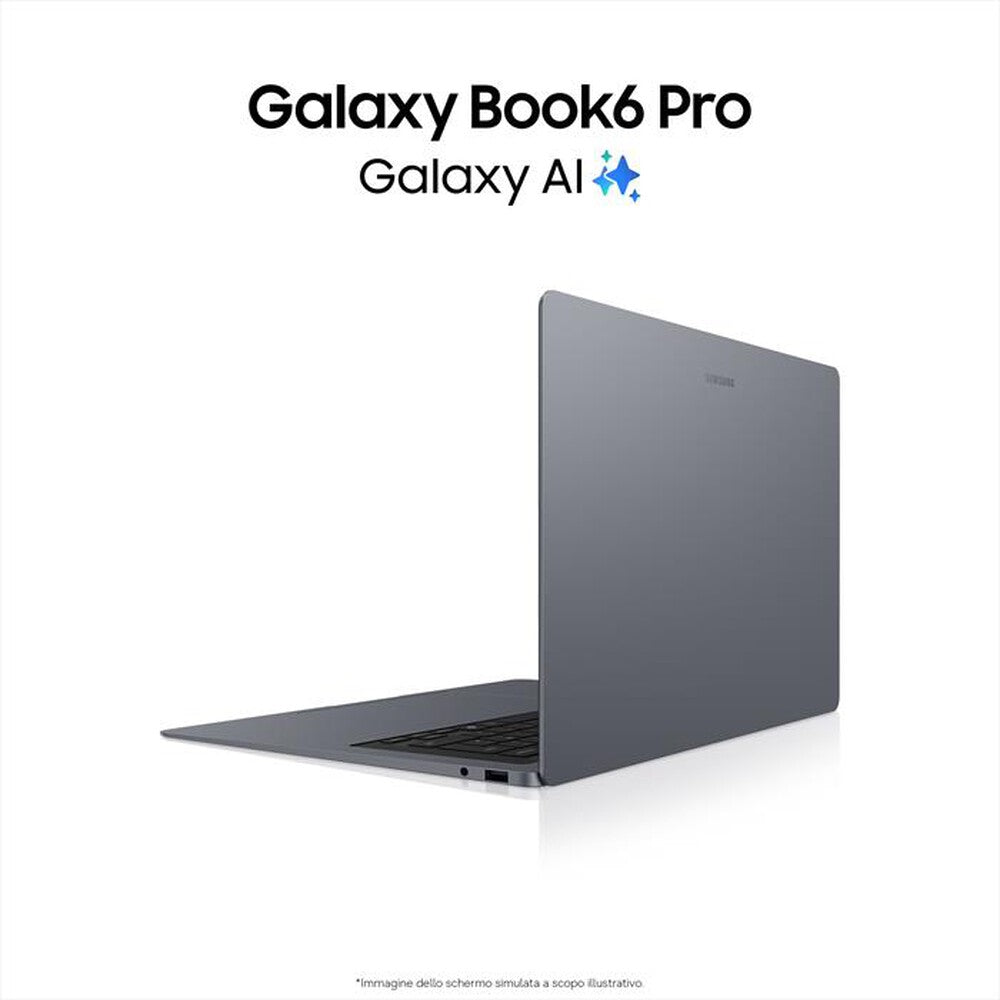 SAMSUNG GALAXY BOOK6 PRO Copilot+ PC 14" WQXGA+ AMOLED TOUCH SCREEN INTEL CORE ULTRA 7 356H RAM 32GB-SSD 1TB NVMe-INTEL GRAPHICS-WI-FI 7-WIN 11 PROF GRIGIO